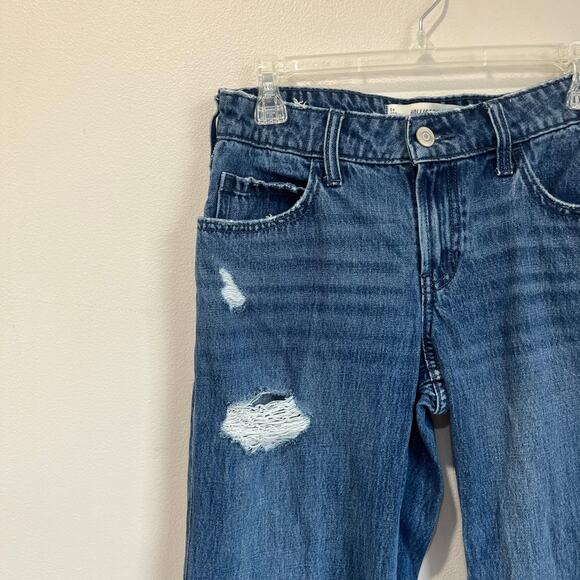 Hollister Baggy Low Rise Distressed Jeans Womens 25 Blue Wide Leg Y2K Grunge - Picture 3 of 5